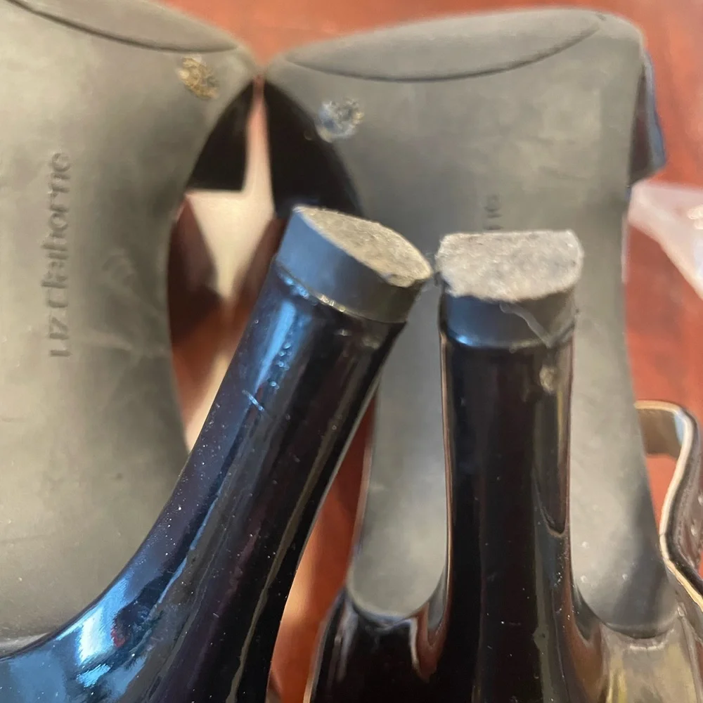 Liz Claiborne Black Patent Heels with Ankle Strap - Picture 4 of 5